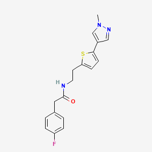 molecular formula C18H18FN3OS B6476127 2-(4-fluorophenyl)-N-{2-[5-(1-methyl-1H-pyrazol-4-yl)thiophen-2-yl]ethyl}acetamide CAS No. 2640846-10-0