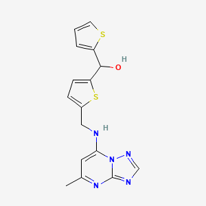 molecular formula C16H15N5OS2 B6476131 {5-[({5-methyl-[1,2,4]triazolo[1,5-a]pyrimidin-7-yl}amino)methyl]thiophen-2-yl}(thiophen-2-yl)methanol CAS No. 2640970-49-4