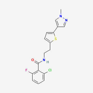 molecular formula C17H15ClFN3OS B6476134 2-chloro-6-fluoro-N-{2-[5-(1-methyl-1H-pyrazol-4-yl)thiophen-2-yl]ethyl}benzamide CAS No. 2640846-11-1
