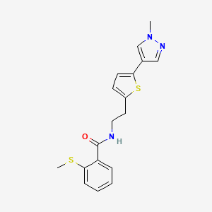 molecular formula C18H19N3OS2 B6476154 N-{2-[5-(1-methyl-1H-pyrazol-4-yl)thiophen-2-yl]ethyl}-2-(methylsulfanyl)benzamide CAS No. 2640815-33-2