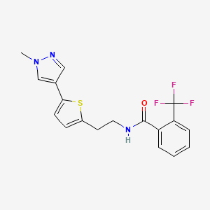 molecular formula C18H16F3N3OS B6476161 N-{2-[5-(1-methyl-1H-pyrazol-4-yl)thiophen-2-yl]ethyl}-2-(trifluoromethyl)benzamide CAS No. 2640866-80-2