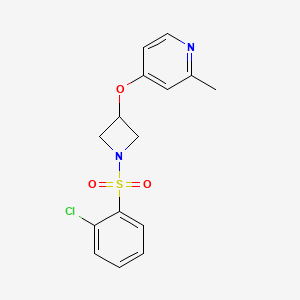 molecular formula C15H15ClN2O3S B6476168 4-{[1-(2-chlorobenzenesulfonyl)azetidin-3-yl]oxy}-2-methylpyridine CAS No. 2640975-36-4