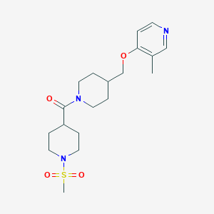 molecular formula C19H29N3O4S B6476173 4-{[1-(1-methanesulfonylpiperidine-4-carbonyl)piperidin-4-yl]methoxy}-3-methylpyridine CAS No. 2640975-18-2