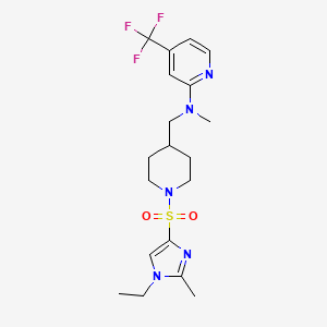 molecular formula C19H26F3N5O2S B6476180 N-({1-[(1-ethyl-2-methyl-1H-imidazol-4-yl)sulfonyl]piperidin-4-yl}methyl)-N-methyl-4-(trifluoromethyl)pyridin-2-amine CAS No. 2640967-25-3