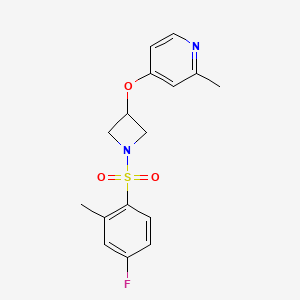 molecular formula C16H17FN2O3S B6476182 4-{[1-(4-fluoro-2-methylbenzenesulfonyl)azetidin-3-yl]oxy}-2-methylpyridine CAS No. 2640975-85-3