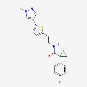 molecular formula C20H20FN3OS B6476190 1-(4-fluorophenyl)-N-{2-[5-(1-methyl-1H-pyrazol-4-yl)thiophen-2-yl]ethyl}cyclopropane-1-carboxamide CAS No. 2640976-43-6