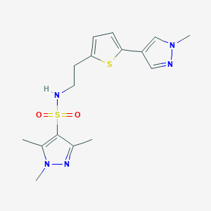 molecular formula C16H21N5O2S2 B6476245 1,3,5-trimethyl-N-{2-[5-(1-methyl-1H-pyrazol-4-yl)thiophen-2-yl]ethyl}-1H-pyrazole-4-sulfonamide CAS No. 2640967-32-2