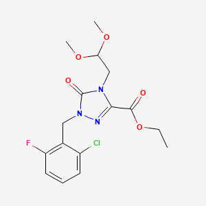 molecular formula C16H19ClFN3O5 B6476253 ethyl 1-[(2-chloro-6-fluorophenyl)methyl]-4-(2,2-dimethoxyethyl)-5-oxo-4,5-dihydro-1H-1,2,4-triazole-3-carboxylate CAS No. 2640975-54-6