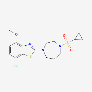 molecular formula C16H20ClN3O3S2 B6476257 7-chloro-2-[4-(cyclopropanesulfonyl)-1,4-diazepan-1-yl]-4-methoxy-1,3-benzothiazole CAS No. 2640882-23-9