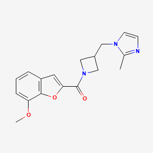 molecular formula C18H19N3O3 B6476261 1-{[1-(7-methoxy-1-benzofuran-2-carbonyl)azetidin-3-yl]methyl}-2-methyl-1H-imidazole CAS No. 2640980-17-0
