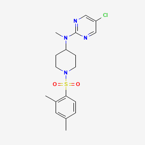 molecular formula C18H23ClN4O2S B6476296 5-chloro-N-[1-(2,4-dimethylbenzenesulfonyl)piperidin-4-yl]-N-methylpyrimidin-2-amine CAS No. 2640882-25-1