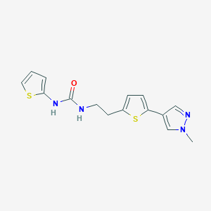molecular formula C15H16N4OS2 B6476300 3-{2-[5-(1-methyl-1H-pyrazol-4-yl)thiophen-2-yl]ethyl}-1-(thiophen-2-yl)urea CAS No. 2640976-75-4