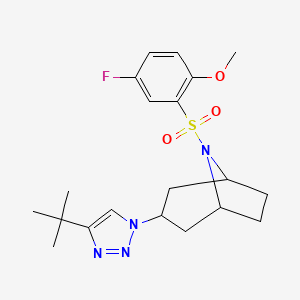 molecular formula C20H27FN4O3S B6476378 3-(4-tert-butyl-1H-1,2,3-triazol-1-yl)-8-(5-fluoro-2-methoxybenzenesulfonyl)-8-azabicyclo[3.2.1]octane CAS No. 2640973-17-5