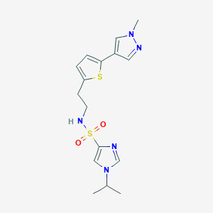 molecular formula C16H21N5O2S2 B6476385 N-{2-[5-(1-methyl-1H-pyrazol-4-yl)thiophen-2-yl]ethyl}-1-(propan-2-yl)-1H-imidazole-4-sulfonamide CAS No. 2640815-57-0