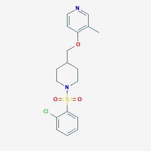 molecular formula C18H21ClN2O3S B6476393 4-{[1-(2-chlorobenzenesulfonyl)piperidin-4-yl]methoxy}-3-methylpyridine CAS No. 2640884-78-0