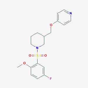 molecular formula C18H21FN2O4S B6476399 4-{[1-(5-fluoro-2-methoxybenzenesulfonyl)piperidin-3-yl]methoxy}pyridine CAS No. 2640835-86-3