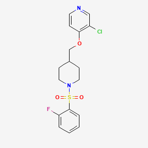 molecular formula C17H18ClFN2O3S B6476411 3-chloro-4-{[1-(2-fluorobenzenesulfonyl)piperidin-4-yl]methoxy}pyridine CAS No. 2640977-88-2