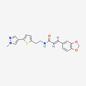 molecular formula C20H19N3O3S B6476495 (2E)-3-(2H-1,3-benzodioxol-5-yl)-N-{2-[5-(1-methyl-1H-pyrazol-4-yl)thiophen-2-yl]ethyl}prop-2-enamide CAS No. 2640980-54-5