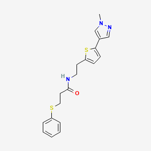 molecular formula C19H21N3OS2 B6476519 N-{2-[5-(1-methyl-1H-pyrazol-4-yl)thiophen-2-yl]ethyl}-3-(phenylsulfanyl)propanamide CAS No. 2640976-96-9