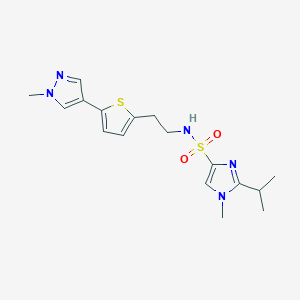 molecular formula C17H23N5O2S2 B6476522 1-methyl-N-{2-[5-(1-methyl-1H-pyrazol-4-yl)thiophen-2-yl]ethyl}-2-(propan-2-yl)-1H-imidazole-4-sulfonamide CAS No. 2640976-09-4