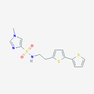molecular formula C14H15N3O2S3 B6476546 N-(2-{[2,2'-bithiophene]-5-yl}ethyl)-1-methyl-1H-imidazole-4-sulfonamide CAS No. 2640835-47-6