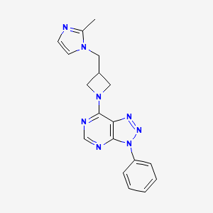molecular formula C18H18N8 B6476599 2-methyl-1-[(1-{3-phenyl-3H-[1,2,3]triazolo[4,5-d]pyrimidin-7-yl}azetidin-3-yl)methyl]-1H-imidazole CAS No. 2640845-35-6