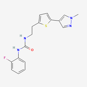 molecular formula C17H17FN4OS B6476603 1-(2-fluorophenyl)-3-{2-[5-(1-methyl-1H-pyrazol-4-yl)thiophen-2-yl]ethyl}urea CAS No. 2640977-37-1