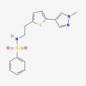 molecular formula C16H17N3O2S2 B6476625 N-{2-[5-(1-methyl-1H-pyrazol-4-yl)thiophen-2-yl]ethyl}benzenesulfonamide CAS No. 2640828-42-6