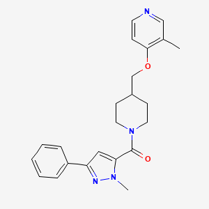 molecular formula C23H26N4O2 B6476669 3-methyl-4-{[1-(1-methyl-3-phenyl-1H-pyrazole-5-carbonyl)piperidin-4-yl]methoxy}pyridine CAS No. 2640978-99-8