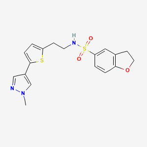 molecular formula C18H19N3O3S2 B6476730 N-{2-[5-(1-methyl-1H-pyrazol-4-yl)thiophen-2-yl]ethyl}-2,3-dihydro-1-benzofuran-5-sulfonamide CAS No. 2640891-94-5