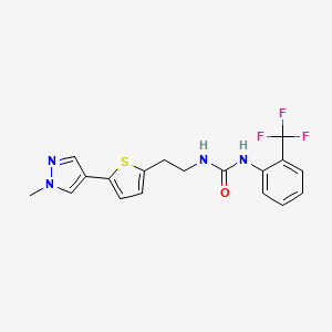 molecular formula C18H17F3N4OS B6476759 3-{2-[5-(1-methyl-1H-pyrazol-4-yl)thiophen-2-yl]ethyl}-1-[2-(trifluoromethyl)phenyl]urea CAS No. 2640979-46-8