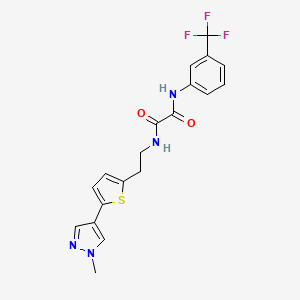 molecular formula C19H17F3N4O2S B6476777 N-{2-[5-(1-methyl-1H-pyrazol-4-yl)thiophen-2-yl]ethyl}-N'-[3-(trifluoromethyl)phenyl]ethanediamide CAS No. 2640845-11-8