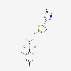 molecular formula C17H18FN3O2S2 B6476800 4-fluoro-2-methyl-N-{2-[5-(1-methyl-1H-pyrazol-4-yl)thiophen-2-yl]ethyl}benzene-1-sulfonamide CAS No. 2640846-37-1