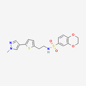 molecular formula C18H19N3O4S2 B6476848 N-{2-[5-(1-methyl-1H-pyrazol-4-yl)thiophen-2-yl]ethyl}-2,3-dihydro-1,4-benzodioxine-6-sulfonamide CAS No. 2640971-22-6