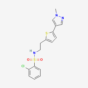 molecular formula C16H16ClN3O2S2 B6476849 2-chloro-N-{2-[5-(1-methyl-1H-pyrazol-4-yl)thiophen-2-yl]ethyl}benzene-1-sulfonamide CAS No. 2640834-94-0
