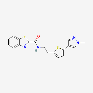 molecular formula C18H16N4OS2 B6476889 N-{2-[5-(1-methyl-1H-pyrazol-4-yl)thiophen-2-yl]ethyl}-1,3-benzothiazole-2-carboxamide CAS No. 2640972-64-9