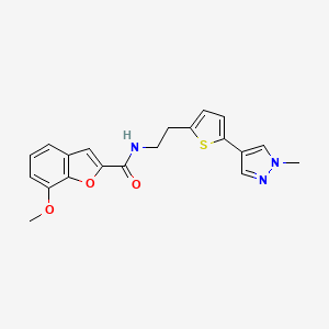 molecular formula C20H19N3O3S B6476898 7-methoxy-N-{2-[5-(1-methyl-1H-pyrazol-4-yl)thiophen-2-yl]ethyl}-1-benzofuran-2-carboxamide CAS No. 2640969-41-9
