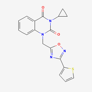 molecular formula C18H14N4O3S B6476903 3-cyclopropyl-1-{[3-(thiophen-2-yl)-1,2,4-oxadiazol-5-yl]methyl}-1,2,3,4-tetrahydroquinazoline-2,4-dione CAS No. 2640874-45-7