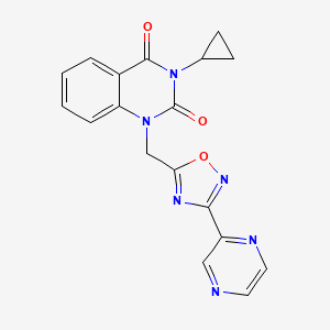 molecular formula C18H14N6O3 B6476936 3-cyclopropyl-1-{[3-(pyrazin-2-yl)-1,2,4-oxadiazol-5-yl]methyl}-1,2,3,4-tetrahydroquinazoline-2,4-dione CAS No. 2640836-01-5
