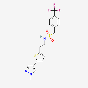 molecular formula C18H18F3N3O2S2 B6476967 N-{2-[5-(1-methyl-1H-pyrazol-4-yl)thiophen-2-yl]ethyl}-1-[4-(trifluoromethyl)phenyl]methanesulfonamide CAS No. 2640972-28-5