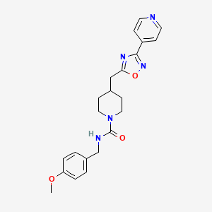 molecular formula C22H25N5O3 B6476976 N-[(4-methoxyphenyl)methyl]-4-{[3-(pyridin-4-yl)-1,2,4-oxadiazol-5-yl]methyl}piperidine-1-carboxamide CAS No. 2640862-71-9