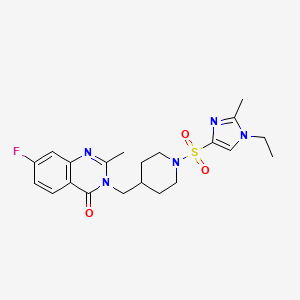 molecular formula C21H26FN5O3S B6477008 3-({1-[(1-ethyl-2-methyl-1H-imidazol-4-yl)sulfonyl]piperidin-4-yl}methyl)-7-fluoro-2-methyl-3,4-dihydroquinazolin-4-one CAS No. 2640979-84-4