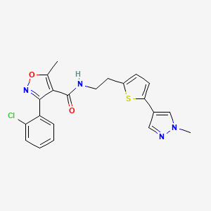 molecular formula C21H19ClN4O2S B6477016 3-(2-chlorophenyl)-5-methyl-N-{2-[5-(1-methyl-1H-pyrazol-4-yl)thiophen-2-yl]ethyl}-1,2-oxazole-4-carboxamide CAS No. 2640979-85-5
