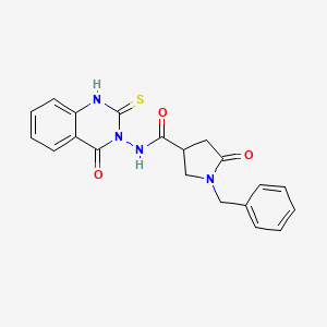 1-benzyl-5-oxo-N-(4-oxo-2-sulfanylidene-1,2,3,4-tetrahydroquinazolin-3-yl)pyrrolidine-3-carboxamide
