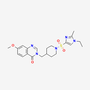 molecular formula C21H27N5O4S B6477061 3-({1-[(1-ethyl-2-methyl-1H-imidazol-4-yl)sulfonyl]piperidin-4-yl}methyl)-7-methoxy-3,4-dihydroquinazolin-4-one CAS No. 2640829-52-1