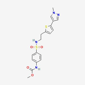 molecular formula C18H20N4O4S2 B6477076 methyl N-[4-({2-[5-(1-methyl-1H-pyrazol-4-yl)thiophen-2-yl]ethyl}sulfamoyl)phenyl]carbamate CAS No. 2640960-74-1