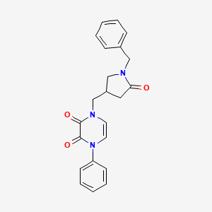 molecular formula C22H21N3O3 B6477096 1-[(1-benzyl-5-oxopyrrolidin-3-yl)methyl]-4-phenyl-1,2,3,4-tetrahydropyrazine-2,3-dione CAS No. 2640978-49-8