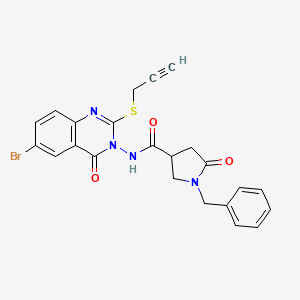 1-benzyl-N-[6-bromo-4-oxo-2-(prop-2-yn-1-ylsulfanyl)-3,4-dihydroquinazolin-3-yl]-5-oxopyrrolidine-3-carboxamide