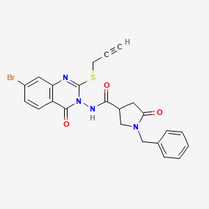 molecular formula C23H19BrN4O3S B6477102 1-benzyl-N-[7-bromo-4-oxo-2-(prop-2-yn-1-ylsulfanyl)-3,4-dihydroquinazolin-3-yl]-5-oxopyrrolidine-3-carboxamide CAS No. 2640973-59-5