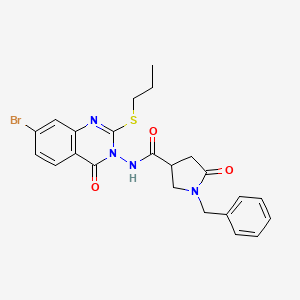 molecular formula C23H23BrN4O3S B6477107 1-benzyl-N-[7-bromo-4-oxo-2-(propylsulfanyl)-3,4-dihydroquinazolin-3-yl]-5-oxopyrrolidine-3-carboxamide CAS No. 2640977-28-0